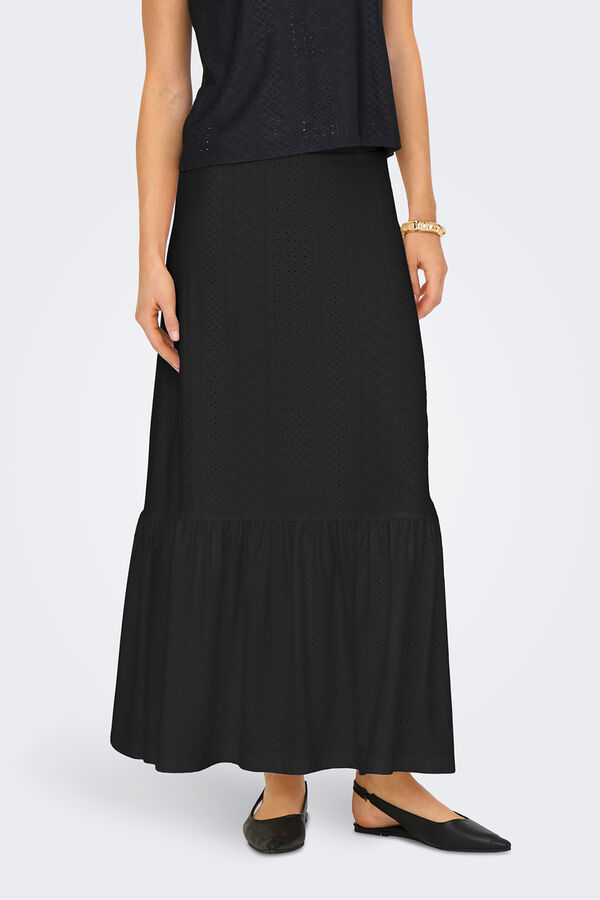 JDY Falda larga bordada negro