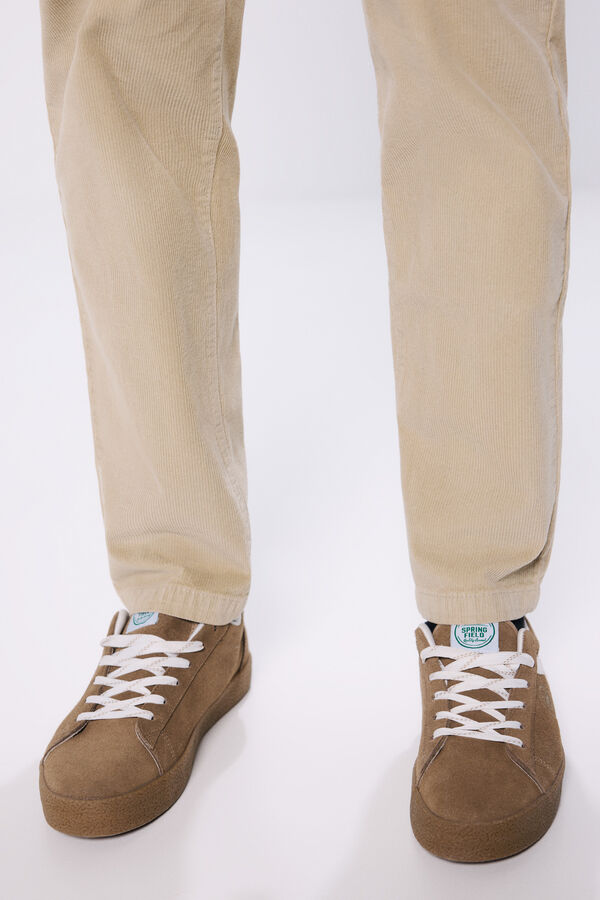 Springfield pantalon chino coupe slim en velours côtelé confort beige moyen