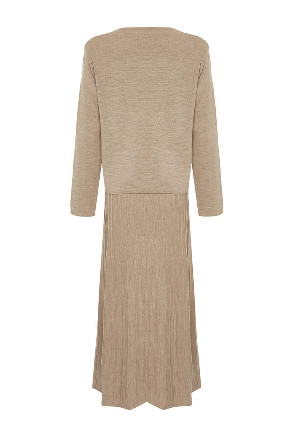 Trendyol Conjunto de casaco de malha, saia e top de malha cru