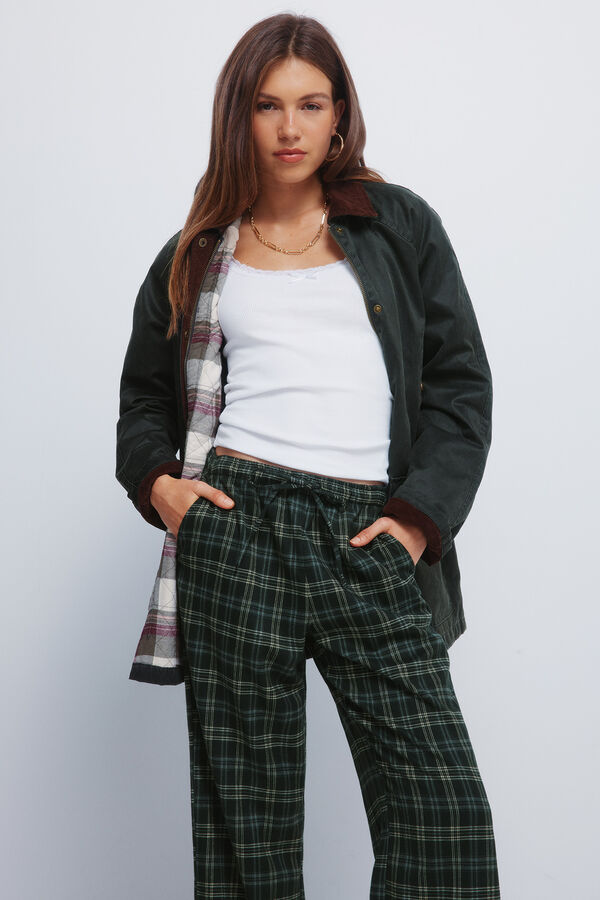 Springfield Pantalones jogger cuadros verde
