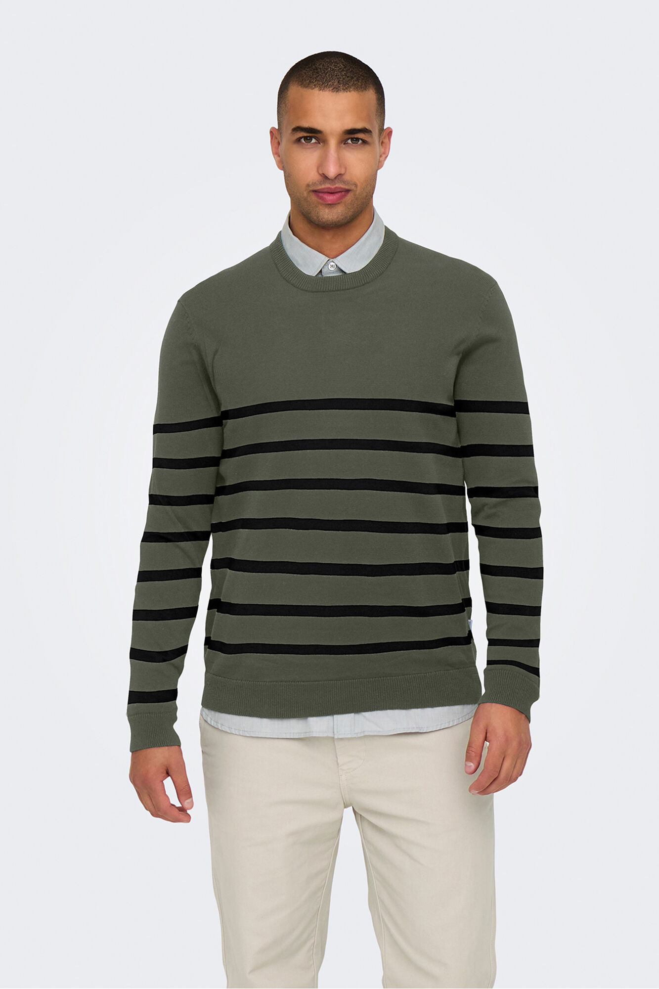 Only & Sons Su&eacute;ter liso de gola redonda