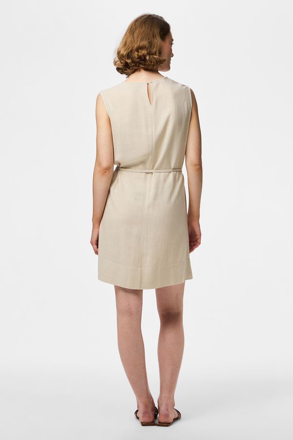 Pieces Linen sleeveless short dress gris