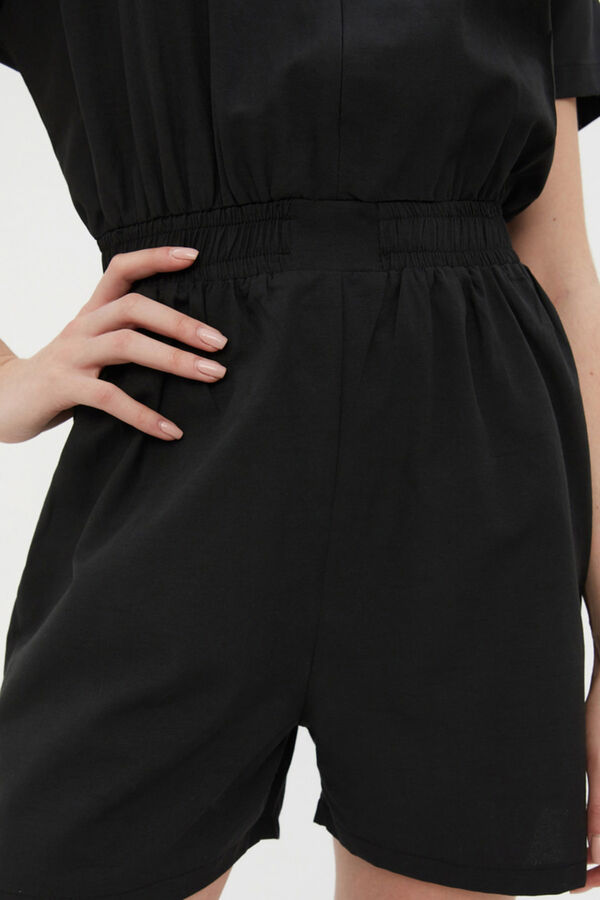 Trendyol Short shirt jumpsuit black