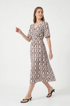 Pieces Bedrucktes kurz&auml;rmeliges midi-kleid