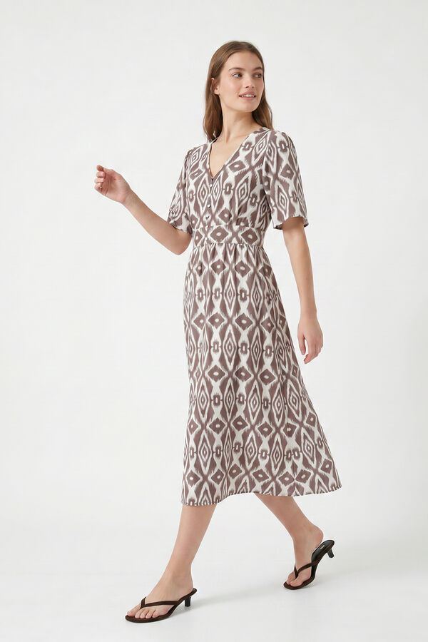 Pieces Printed short sleeve midi dress white