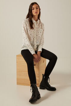Springfield Printed lace blouse beige