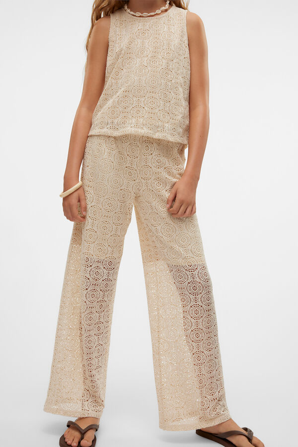 Vero Moda Girl Long trousers with openwork details grey