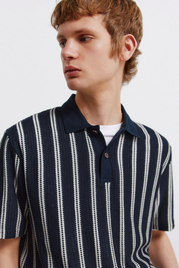 Springfield Striped regular fit polo shirt blue