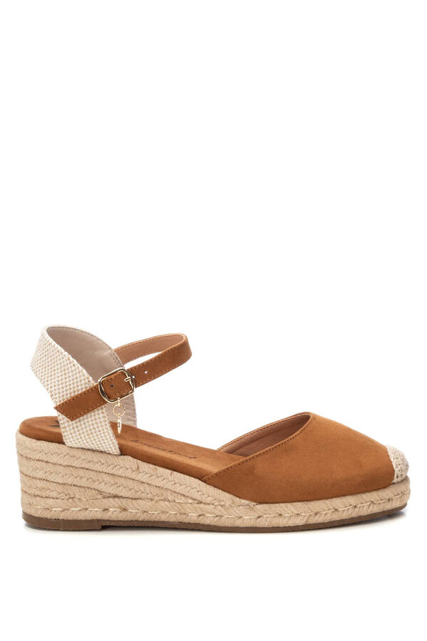 XTI Faux suede wedge espadrille mink