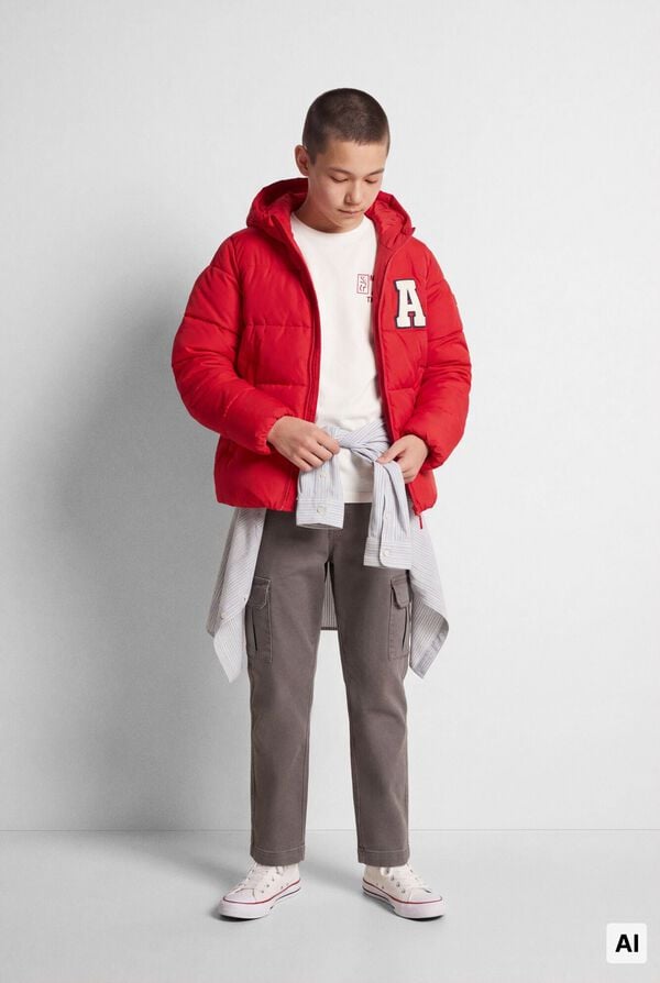 Springfield Kids Casaco acolchoado puffa com remendo para crian&ccedil;a vermelho