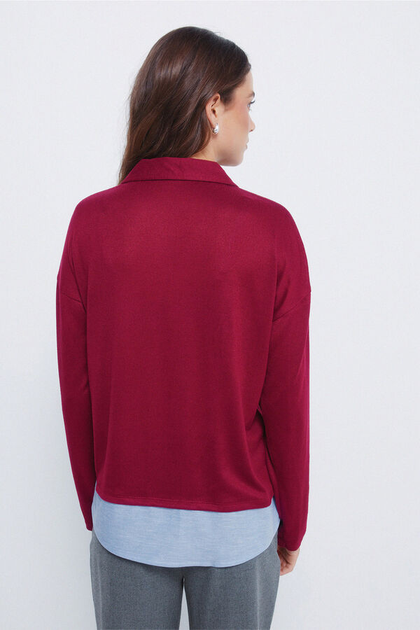 Springfield Combined cut jersey-knit polo shirt red