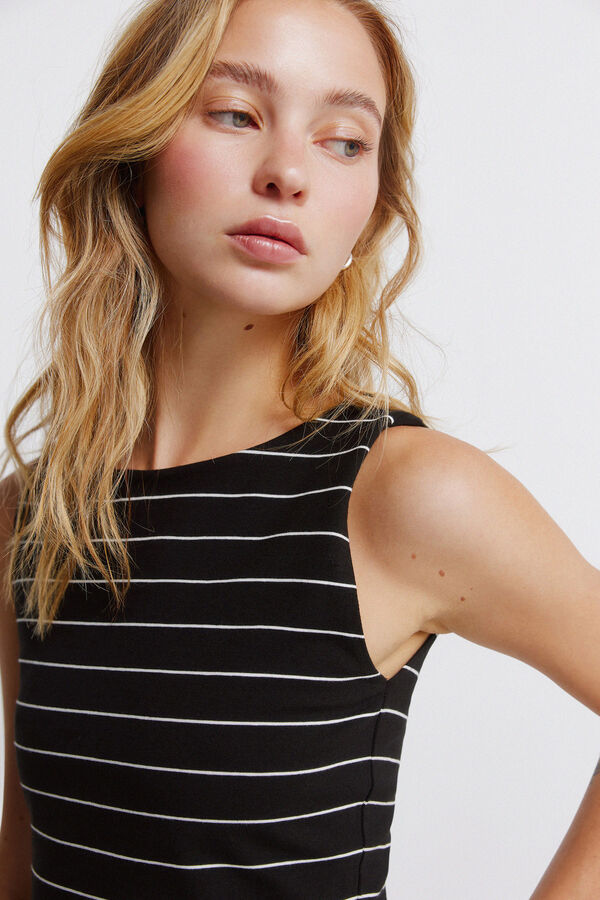 Springfield Cotton sleeveless round neck top black