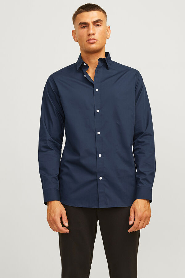 JJ REBEL Schmal geschnittenes, formelles Twill Blau