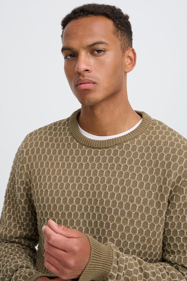 Blend Camisola de malha gola redonda camel