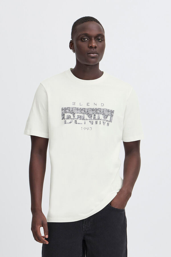 Blend Camiseta manga curta com logo  branco