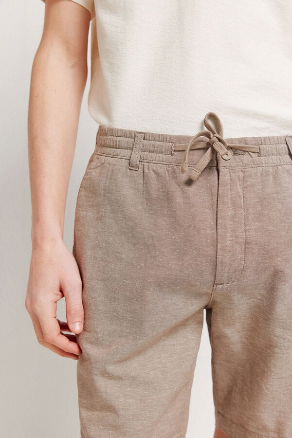 Springfield Bermuda coupe slim confortable en lin nude