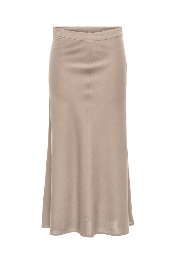 Only Falda midi de lino beige