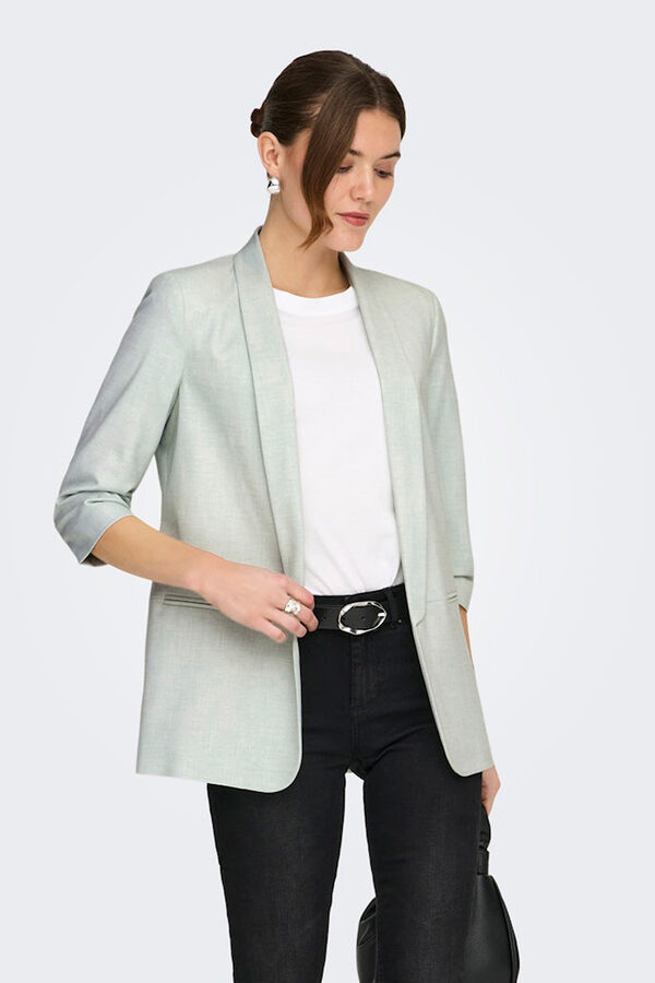 Only Open rolled-up sleeve blazer beige