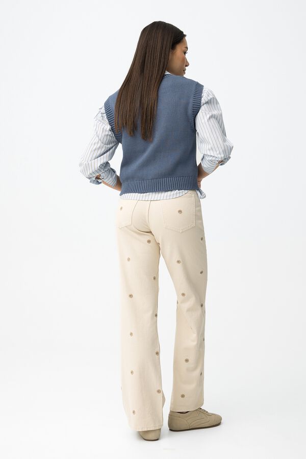 Tiffosi Pantalones vaqueros bordados beige