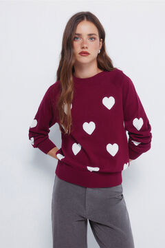 Springfield Camisola de cora&ccedil;&otilde;es intarsia vermelho