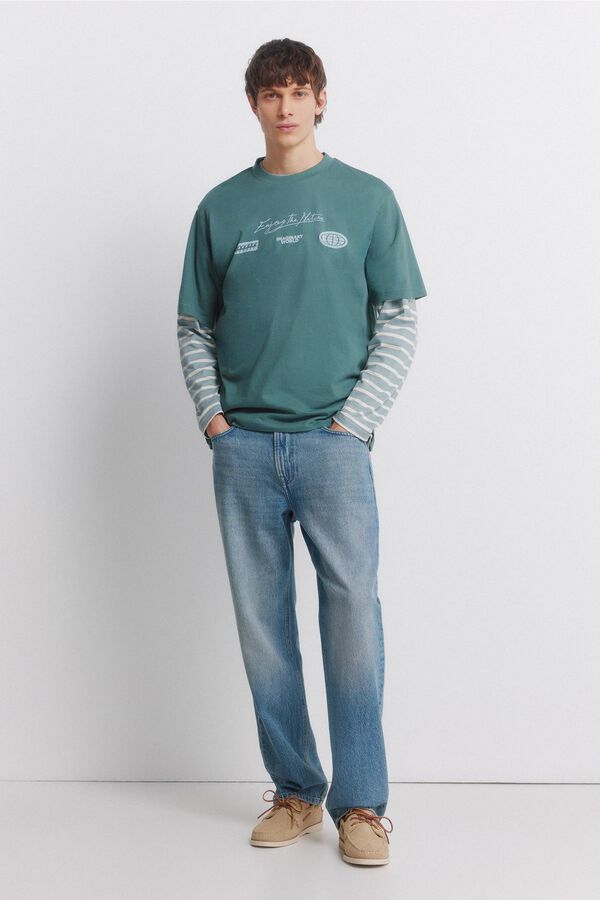 Springfield Overdyed straight fit jeans blue