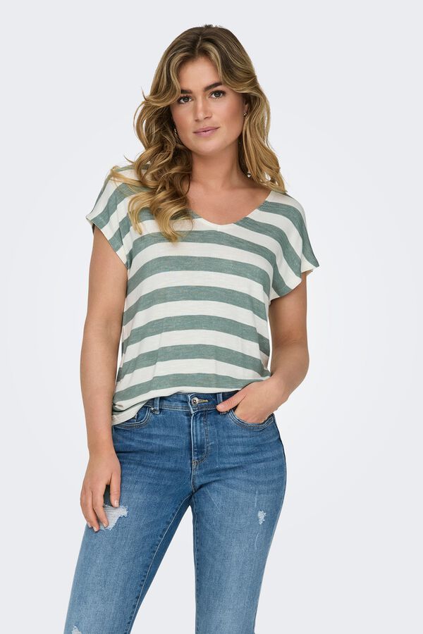 Only Striped lightweight T-shirt beige