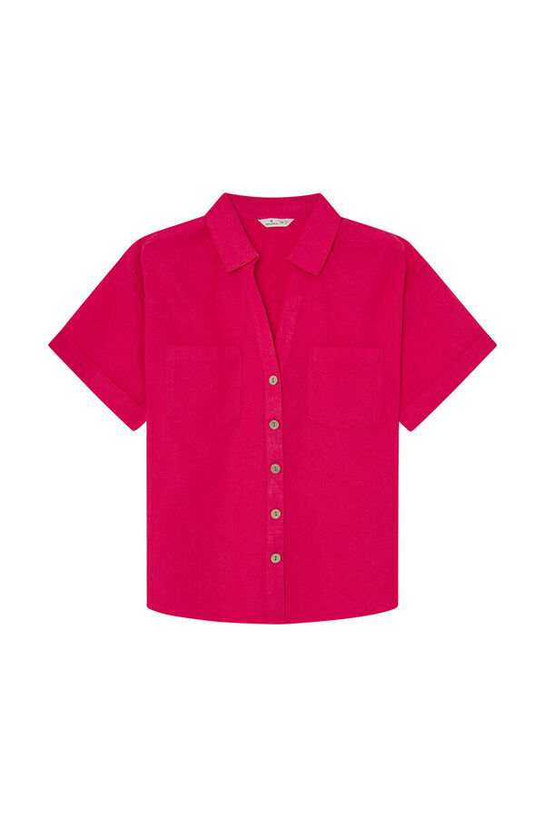 Springfield Camisa com bolsos Camisa de linho de algodão roxo