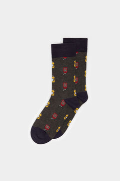 Springfield Knee-high socks with burger sauces motifs grey