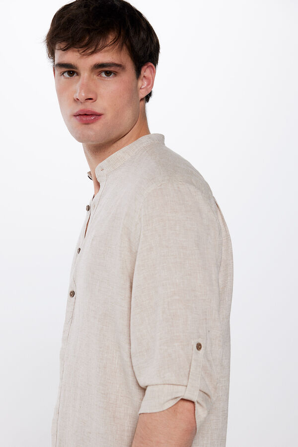 Springfield Lightweight textured shirt with 3/4 sleeves natural