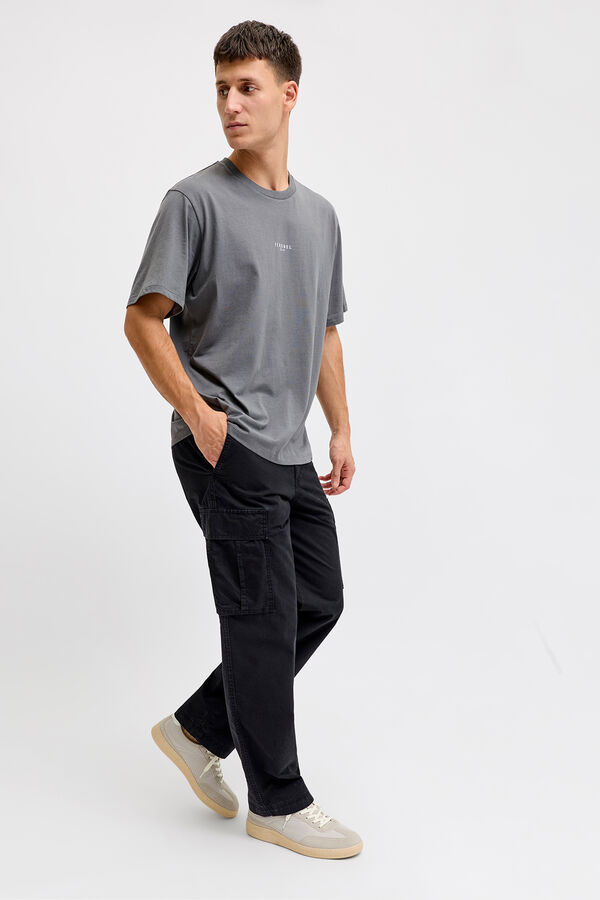 JJ REBEL Cal&ccedil;a cargo em algod&atilde;o de cintura m&eacute;dia preto