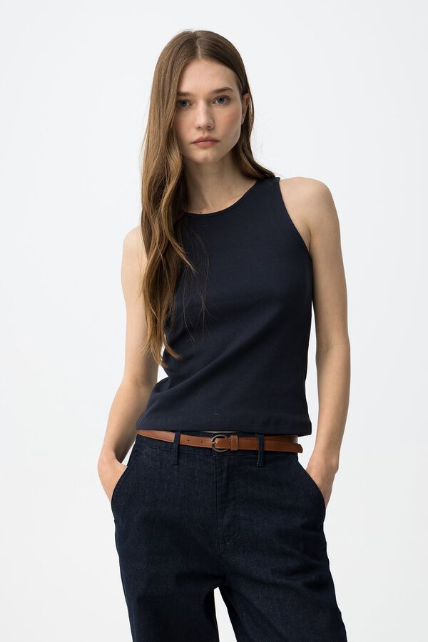 Tiffosi fitted sleeves top albastru