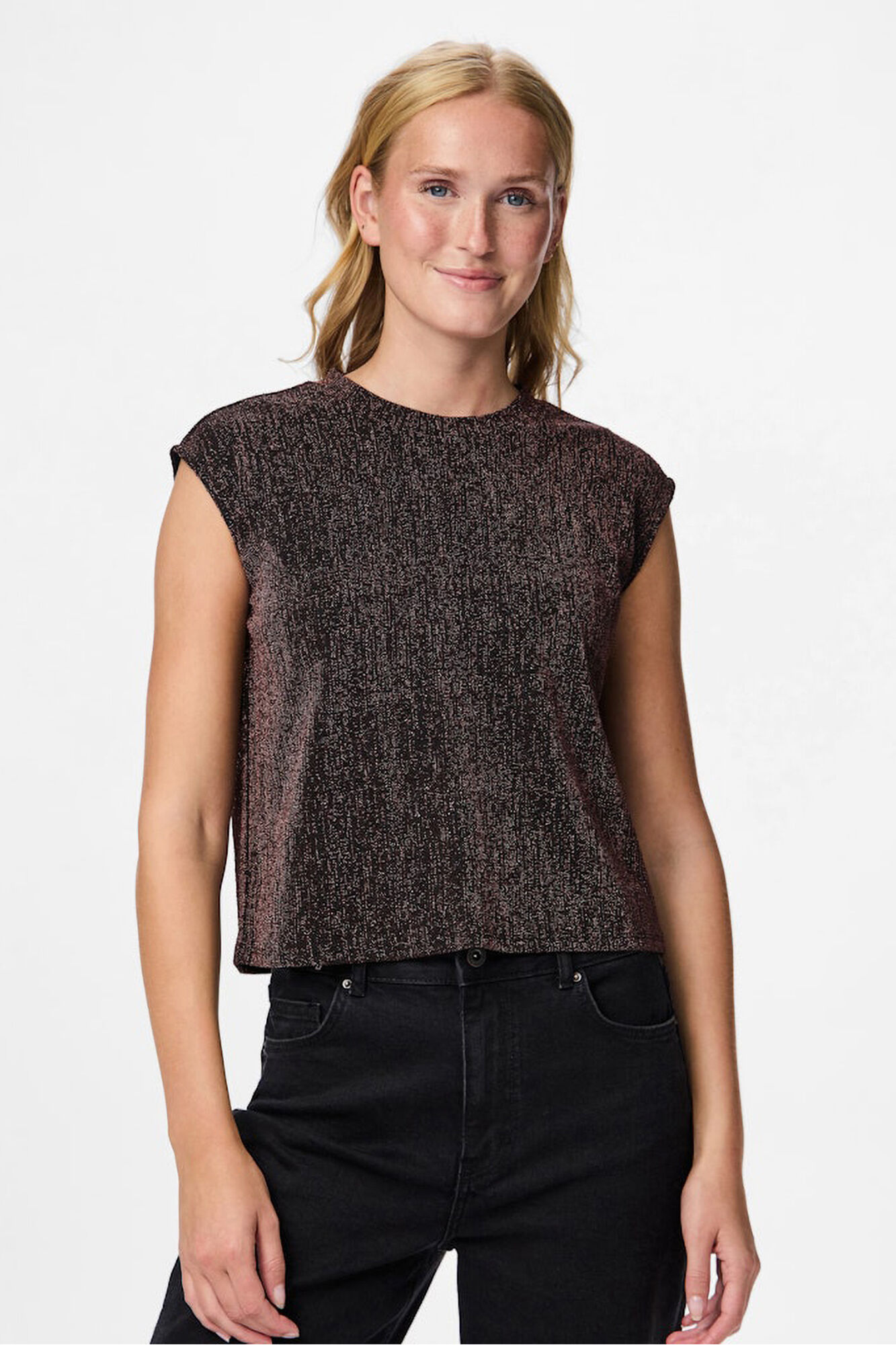 Pieces Kurz&auml;rmelig aus Lurex