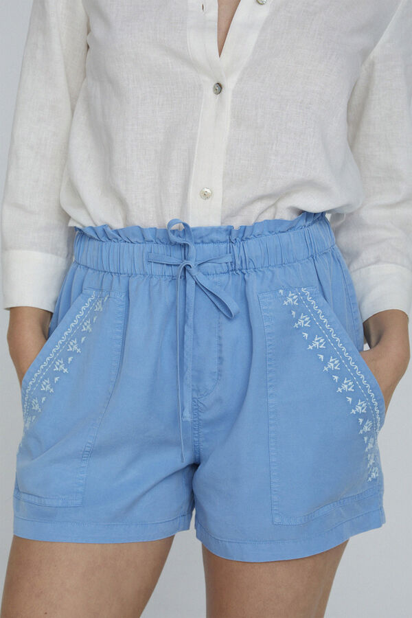 Springfield Pantalón corto bordado azul medio