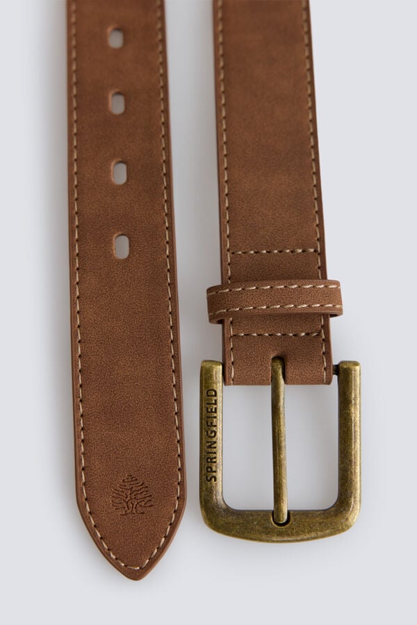 Springfield Faux leather contrast stitching belt mink