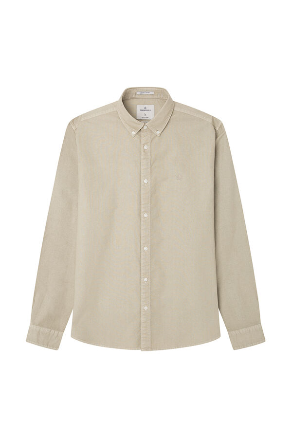 Springfield Camisa oxford tinte en prenda beige