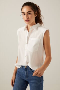 Springfield Sleeveless shoulder pads blouse white