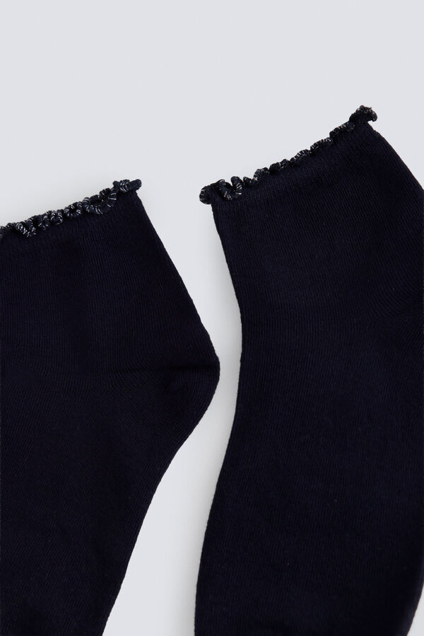 Springfield Lurex ribbed short socks blue