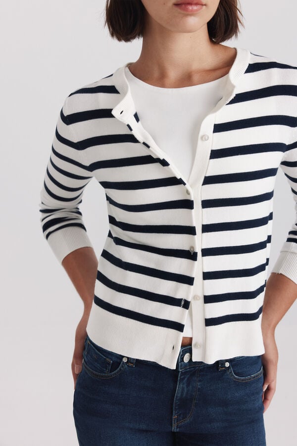 Springfield Thin button cardigan beige