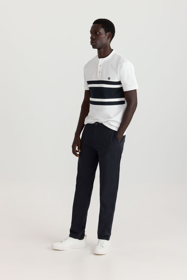 Springfield Polo col mao color block slim fit blanc
