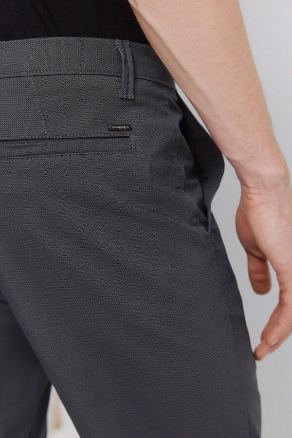 Springfield Micro-printed slim fit chinos grey