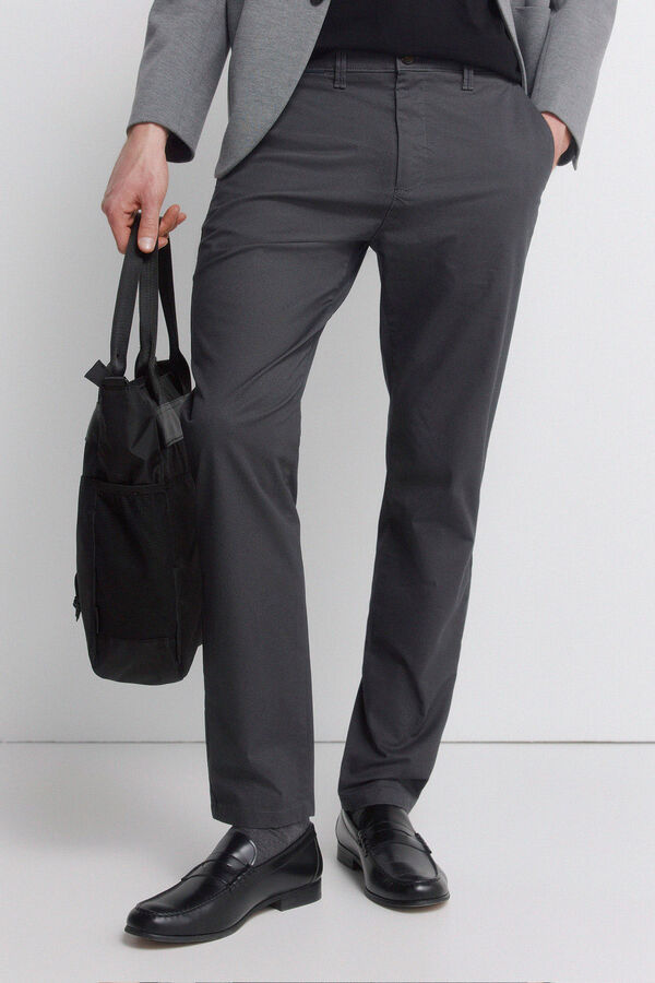 Springfield Micro-printed slim fit chinos grey