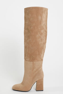 Springfield Faux suede over-the-knee boots beige