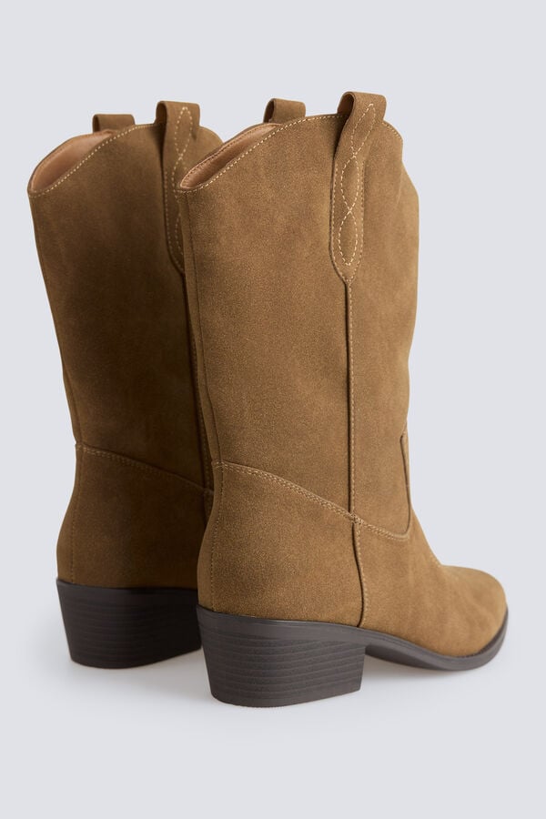 Springfield Faux suede high cowboy boots nude
