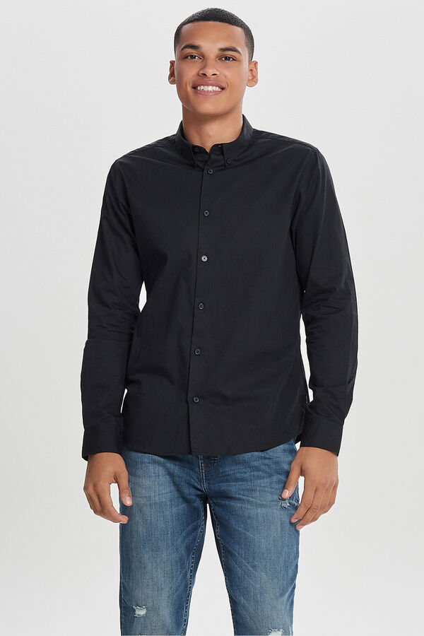 Only & Sons Slim fit 100% cotton men's shirt. black