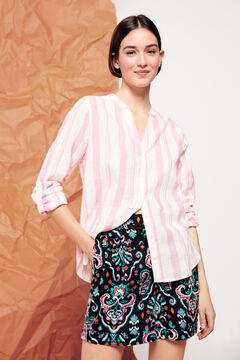 Springfield Linen/cotton mandarin collar shirt pink