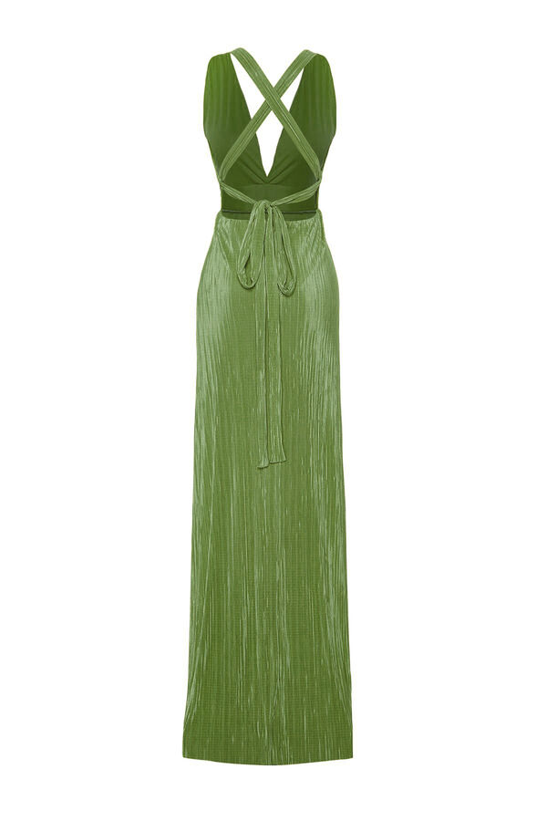Trendyol Vestido espalda abierta cruzada verde