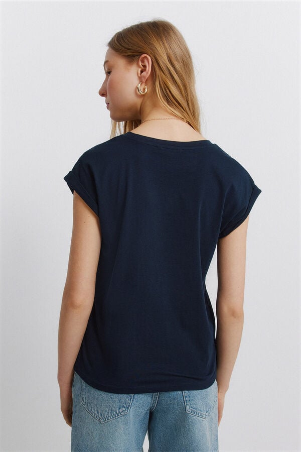 Springfield Crochet shoulder T-shirt black