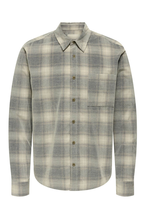 Only & Sons Camisa manga larga pana azul