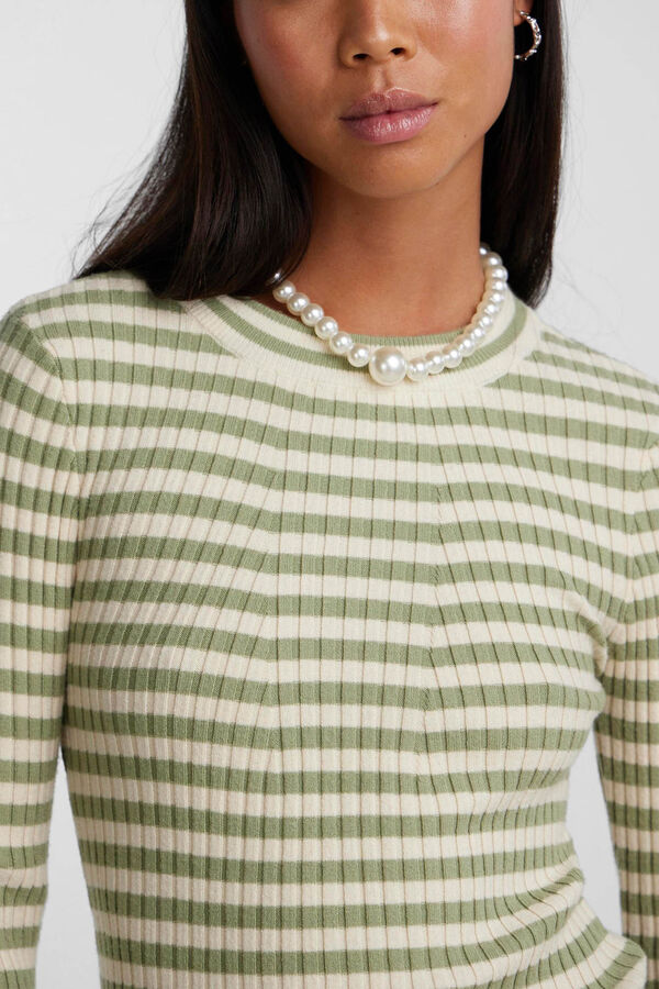 Springfield Basic jersey-knit jumper with ribbed construction and round neck. Long sleeves. green