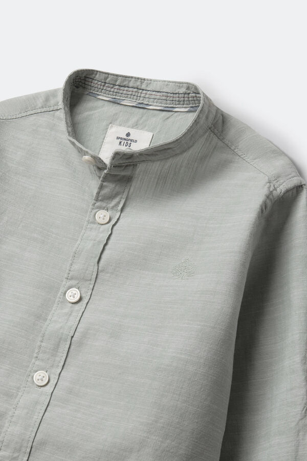 Springfield Teksturisana košulja sa kineskom kragnom za dečake Zelena